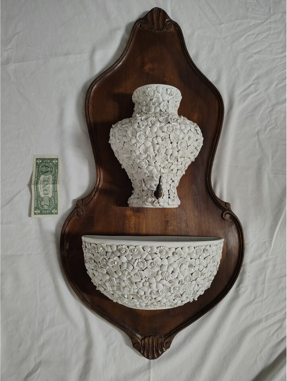 Vintage Antonio Zen / A.Z. Nove 39" Italian Ceramic Floral Wall Fountain